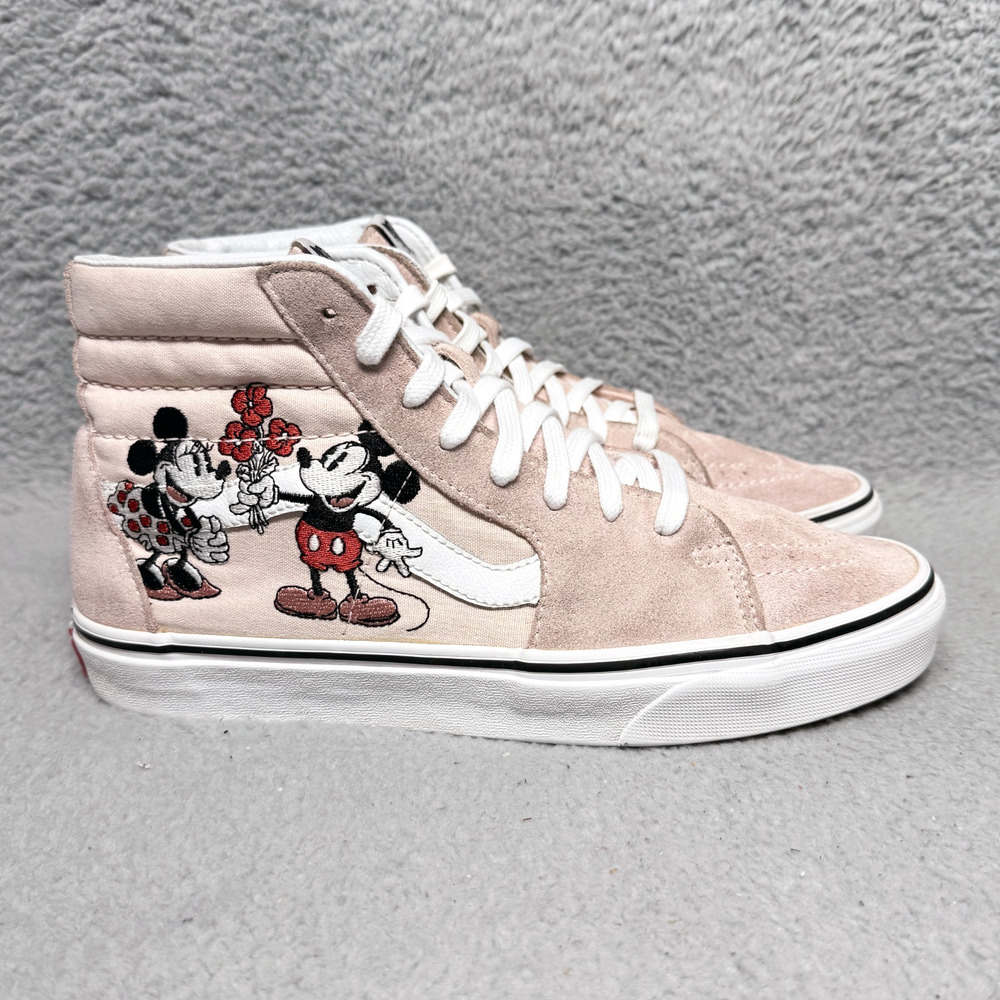 Vans x Disney Sk8 Hi Mickey Minnie Flowers Womens Size 10 Sneakers Pink Leather‎